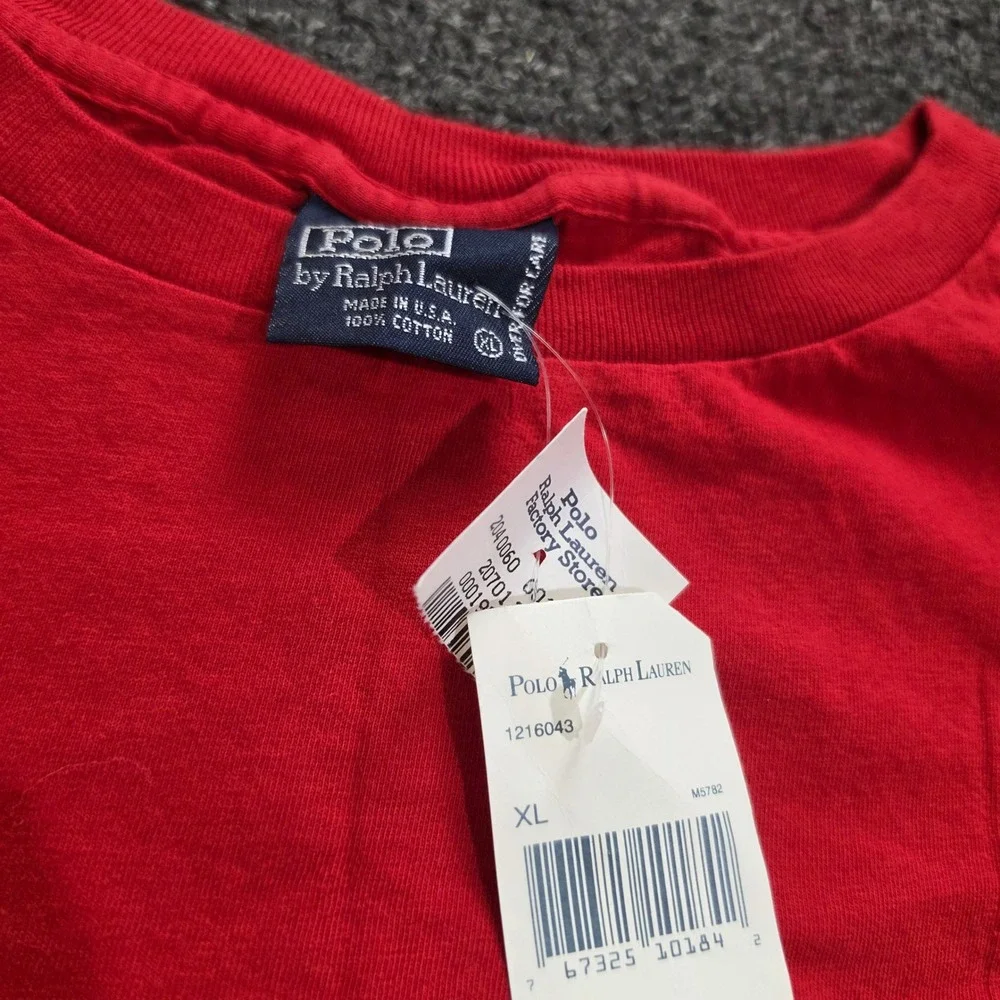 Vintage Polo Ralph Lauren Pocket T-Shirt Mens XL Red Single Stitch Made In USA